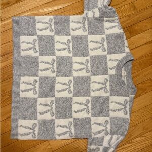 Grey & White Checker Knit Sweater Top